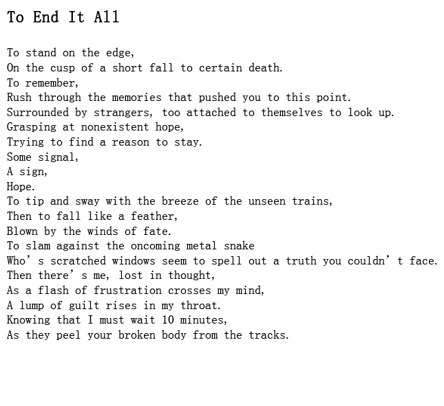 short suicide poems